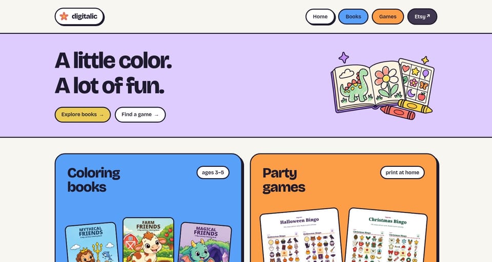 Digitalic, my colouring books and party games shop