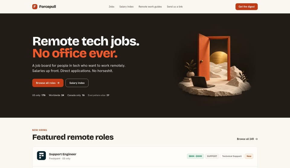 Forcepull, my remote tech job board